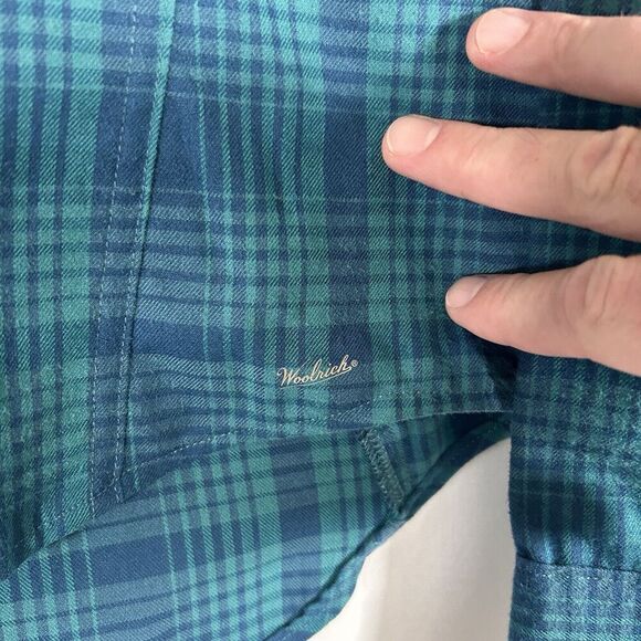 Woolrich Blouse Women's Small Blue Green Plaid Snap Up Long Sleeve Breathable - Picture 4 of 9